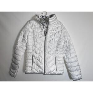 Reversable Puffer Coat by SO - Size M - Fully Reversable White to Marble Pattern
